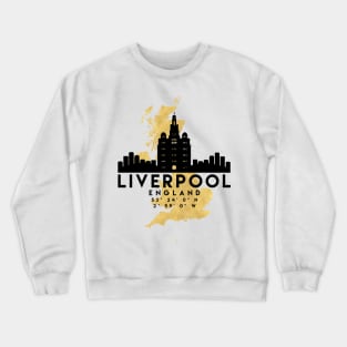 Liverpool England Skyline Map Art Crewneck Sweatshirt